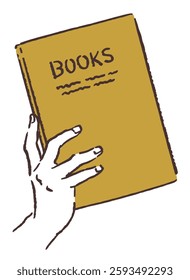 A hand holding a book. Vector sketch illustration.