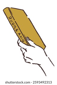 A hand holding a book. Vector sketch illustration.