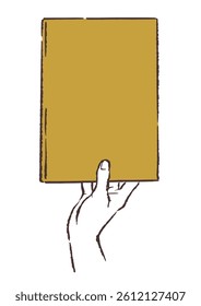 A hand holding a book. Vector sketch illustration.