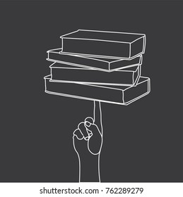 Hand holding books, vector illustration design. Hands collection.