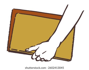 A hand holding books. Vector sketch illustration.