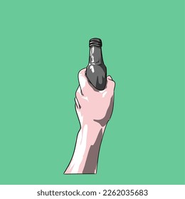 The Hand holding a bottle 