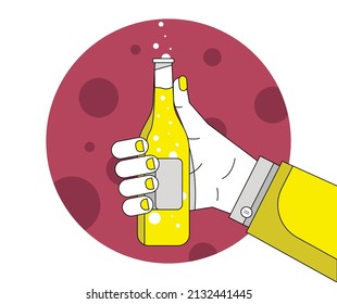 Hand holding a bottle of beer. Beer background concept for banners, posters, flyers and promotional material.