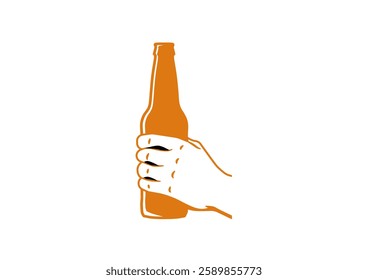 Hand holding bottle. Drink more water concept. Vector illustration