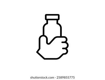 Hand holding bottle. Drink more water concept. Vector illustration