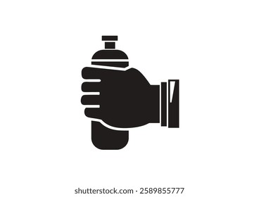 Hand holding bottle. Drink more water concept. Vector illustration