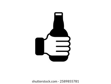 Hand holding bottle. Drink more water concept. Vector illustration