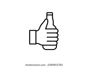 Hand holding bottle. Drink more water concept. Vector illustration