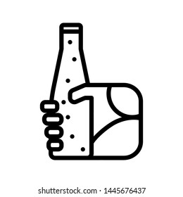 hand holding bottle for drinks concept ,Thin line icons ,Vector Illustration for symbol web stock 