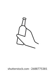 Hand, die ein Flaschensymbol hält, Vektorsymbol für die beste Linie.