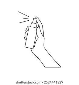 Mão segurando um spray de garrafa 