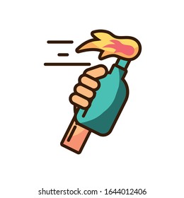 mano sosteniendo un icono de antorcha sobre fondo blanco, estilo de relleno colorido, diseño de ilustración vectorial