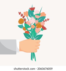 Banda de retención manual de flores, ilustración vectorial