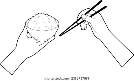 Hand holding a bowl and chopsticks