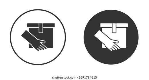 Symbol für die Hand-Haltebox. gefülltes Flachschild für mobiles Konzept. Vektorgrafiken