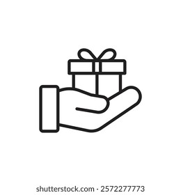 Hand holding box icon Flat vector set outline
