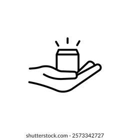 Hand holding box icon Flat fill set collection