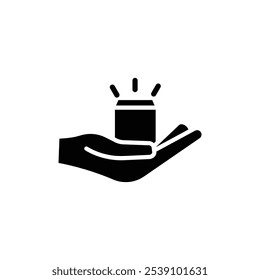 Hand holding box icon logo sign set vector outline