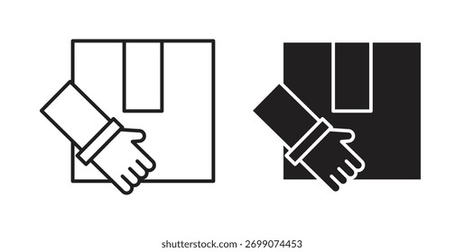 Logotipo abstracto del Diseño gráfico moderno de la tendencia plana simple del icono de la caja de la mano