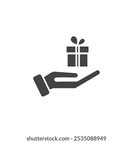 Hand holding box icon Symbol mark in filled style