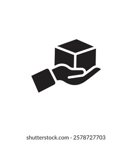 Hand holding box icon Thin line art collection