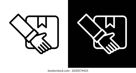 Hand holding box icon vector for web, computer and mobile apps