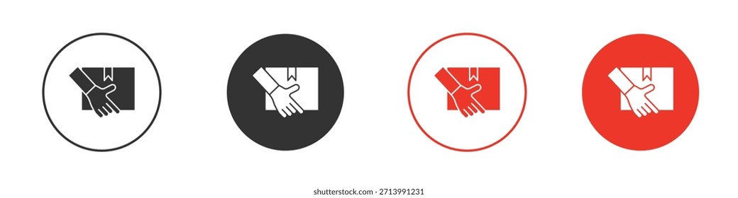 Hand holding box icon. web vector design