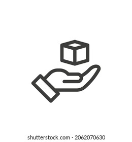 Hand Holding A Box Icon With White Background