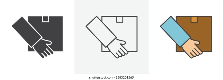 Hand holding box icons pack for website designs