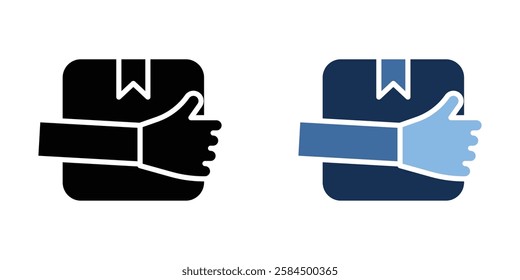 Hand holding box icons pack in black and colored version