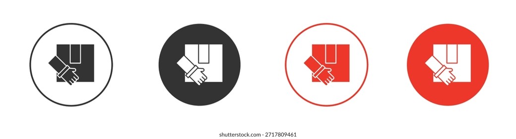 Ilustración vectorial plana simple de la silueta de los iconos de la caja de la mano