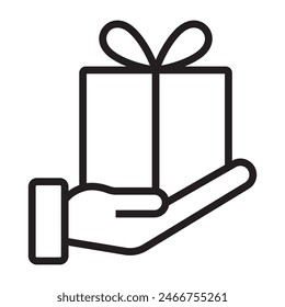hand holding box line. vector illustration.