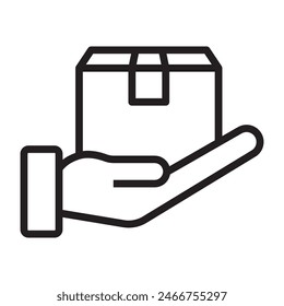 línea de caja de sujeción manual. Ilustración vectorial.