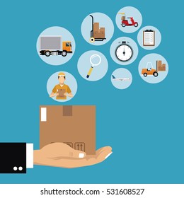 hand holding box set delivery concept