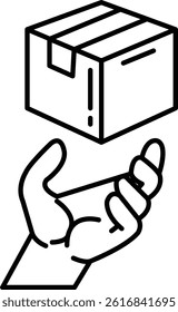 A hand holding a box with a stripe