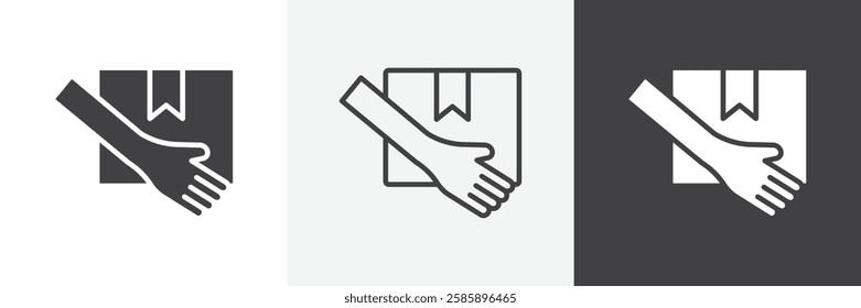 Hand holding box vector icons collection graphic designs for ui designs