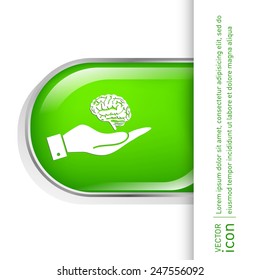 hand holding a Brain.  Mind and science