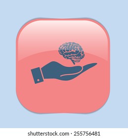 hand holding a Brain.  Mind and science