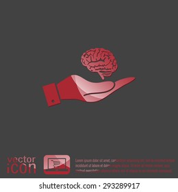 hand holding a Brain.  Mind and science