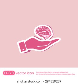 hand holding a Brain.  Mind and science