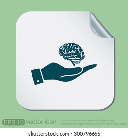 hand holding a Brain.  Mind and science