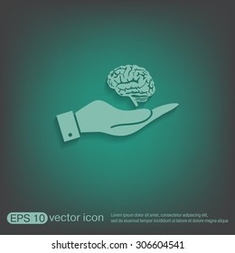hand holding a Brain.  Mind and science