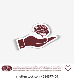 hand holding a Brain.  Mind and science