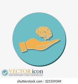 hand holding a Brain.  Mind and science