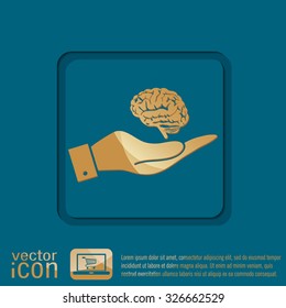 hand holding a Brain.  Mind and science