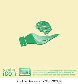 hand holding a Brain.  Mind and science