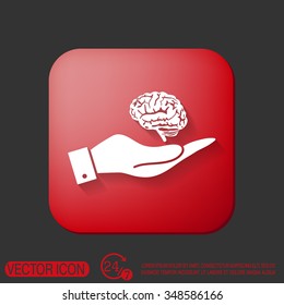 hand holding a Brain.  Mind and science
