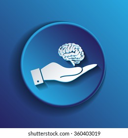 hand holding a Brain.  Mind and science
