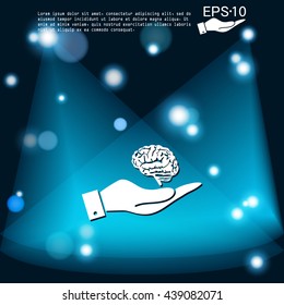 hand holding a Brain.  Mind and science