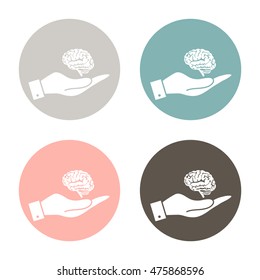 hand holding a Brain.  Mind and science